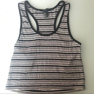 Forever 21 striped razor back crop top b&w Large